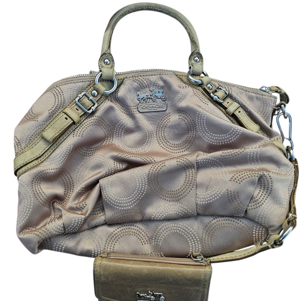 Coach Beige and Gold Women's Satchel